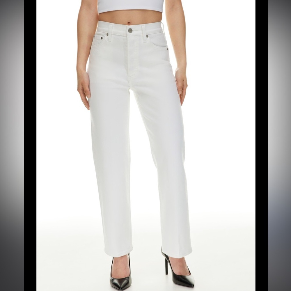 Denim Forum The Arlo White High Rise Loose Straight Leg Jeans